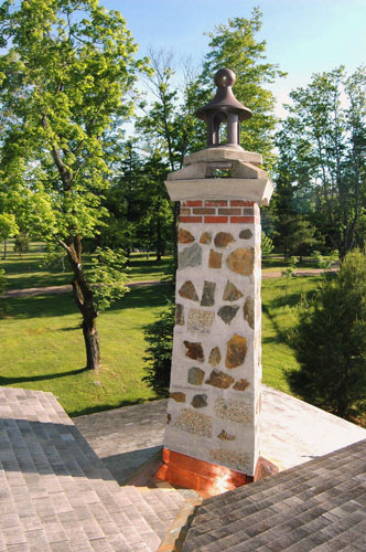 photo of restored naskeag cabin chimney